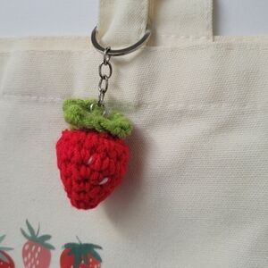 New In Package Strawberry Crochet Keychain